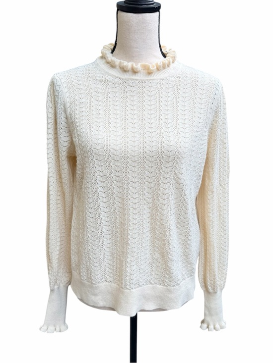 Boden Sweaters - Boden Tia Pointelle Frilled Jumper Sweater Ivory Cream Knit Size Medium